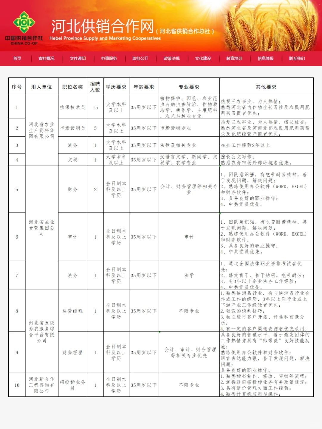 无笔试❗❗河北省供销合作总社招聘