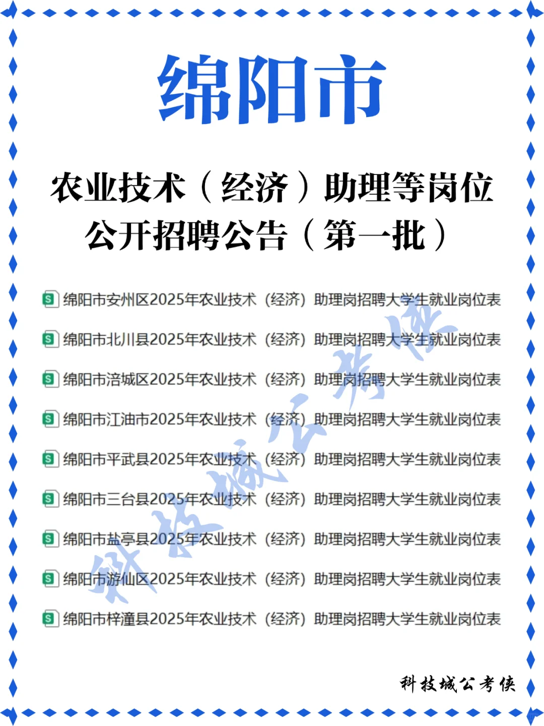 绵阳农业助理岗招聘513人，专科起报不限专业