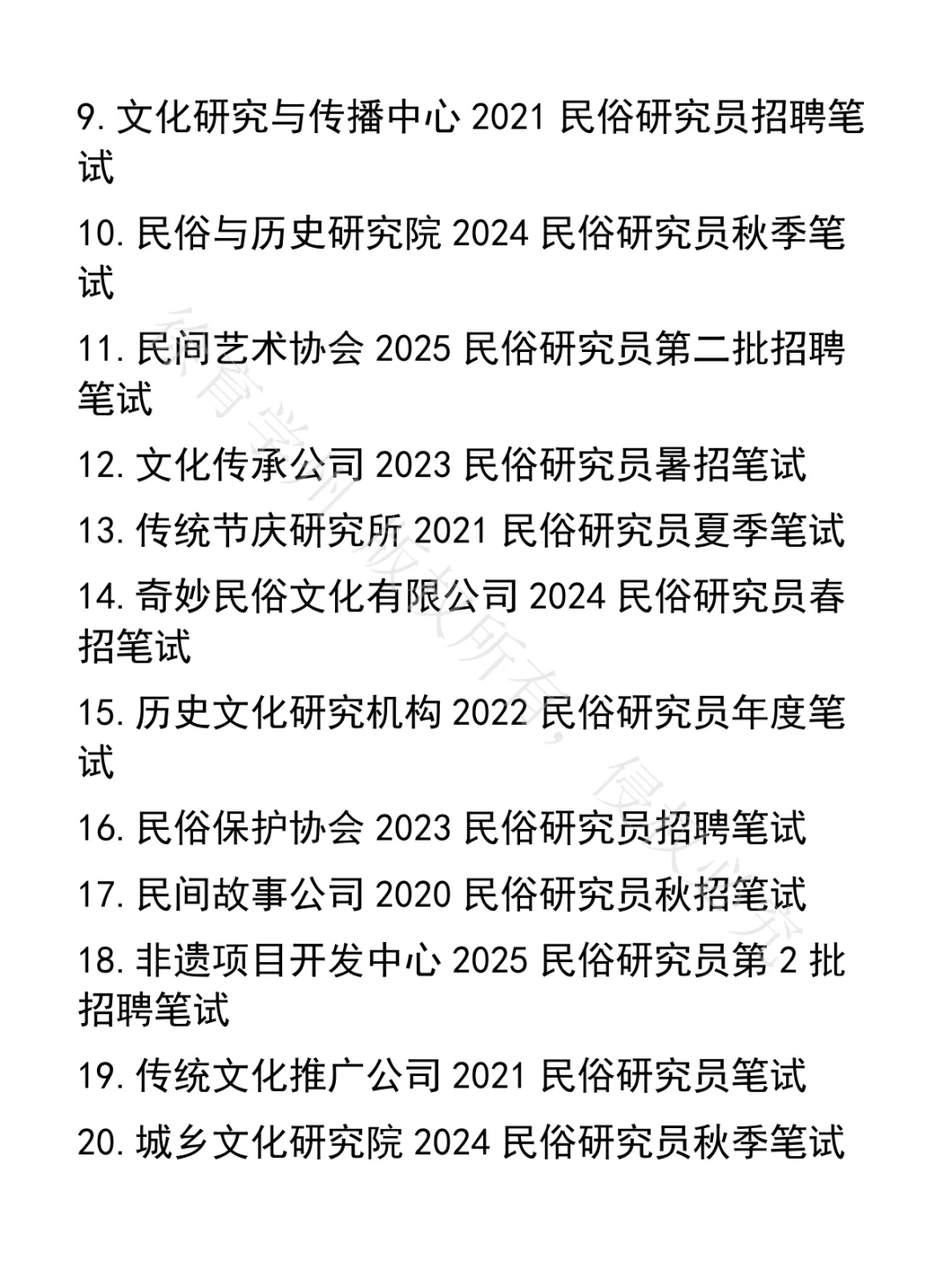民俗研究员笔试真题50套