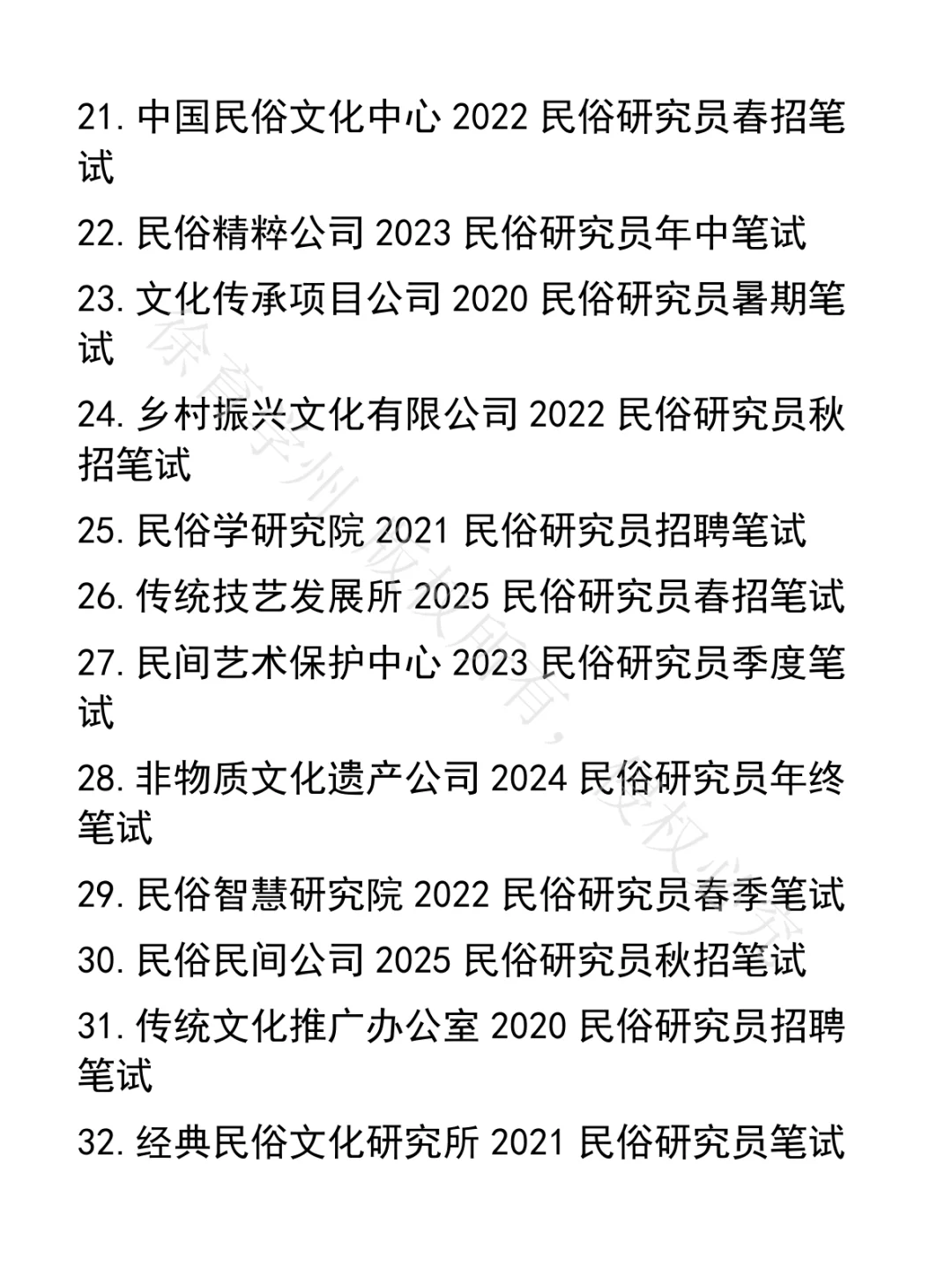 民俗研究员笔试真题50套