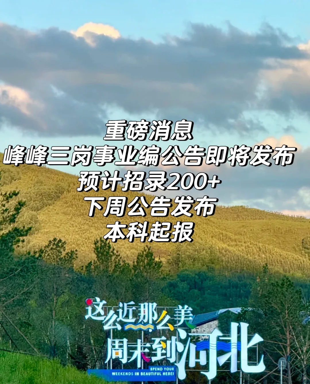 峰峰事业编公告下周发布❗招录200+❗