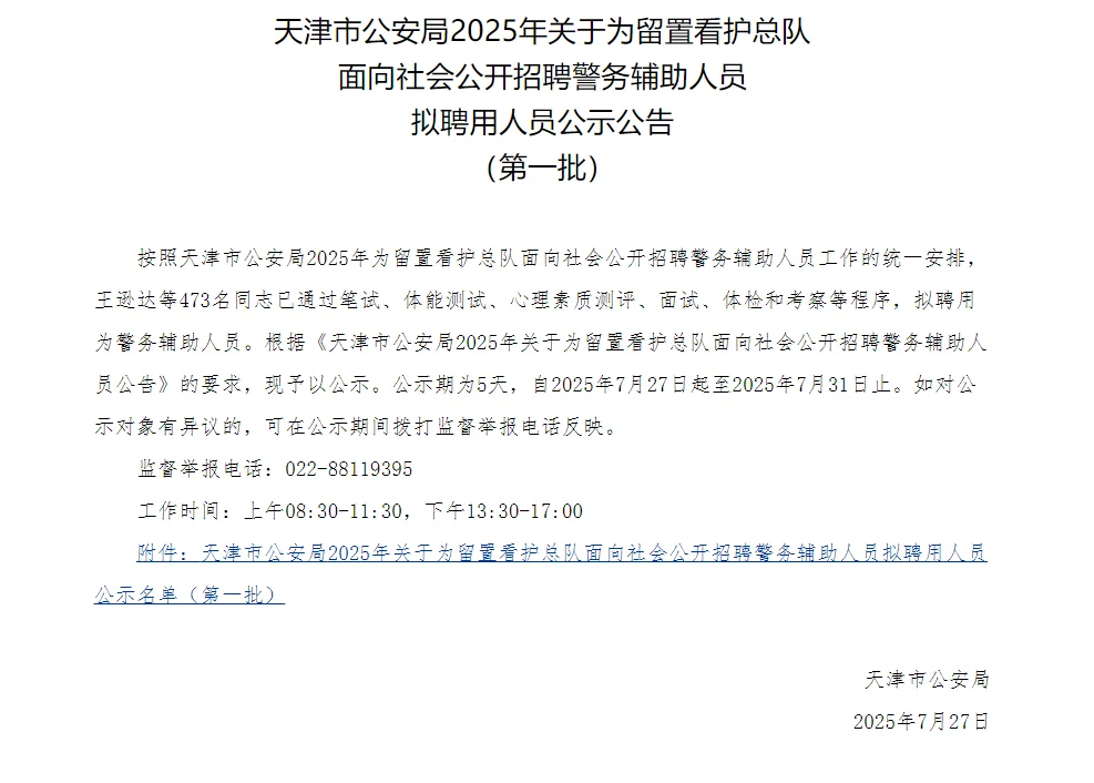 天津又一所事业单位拟聘用人员公示啦!