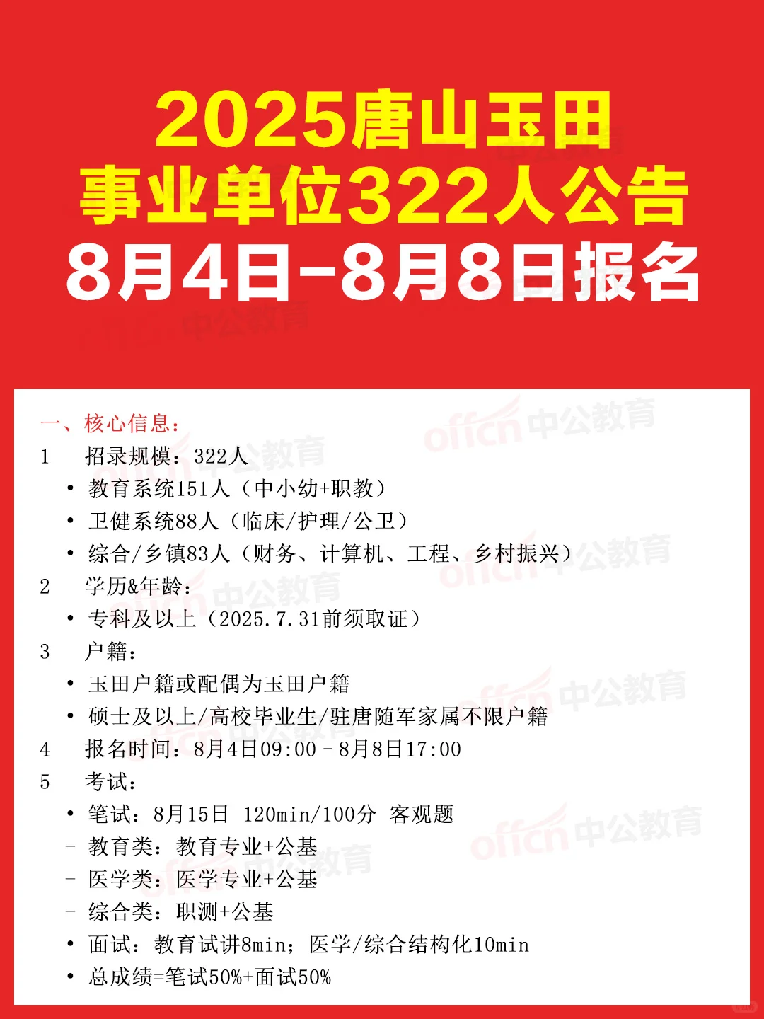 322个全额编制!2025唐山玉田县事业单位
