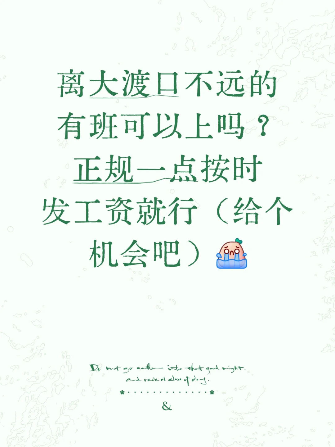 来个正规点工作吧
