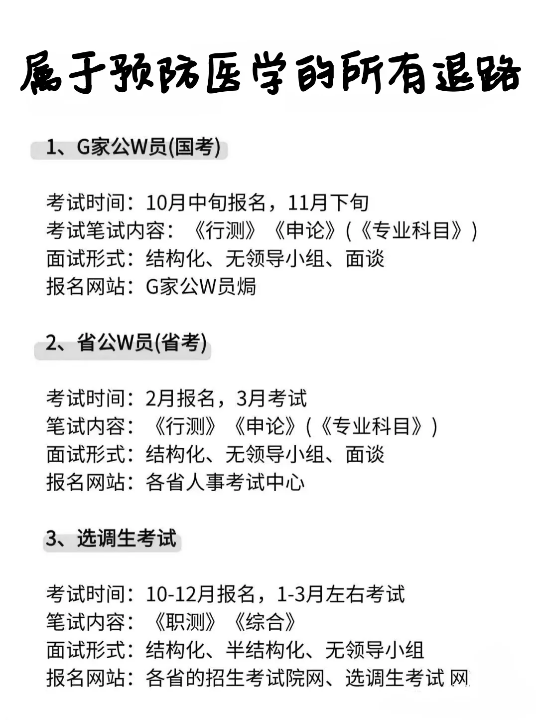 属于预防医学专业的所有退路！