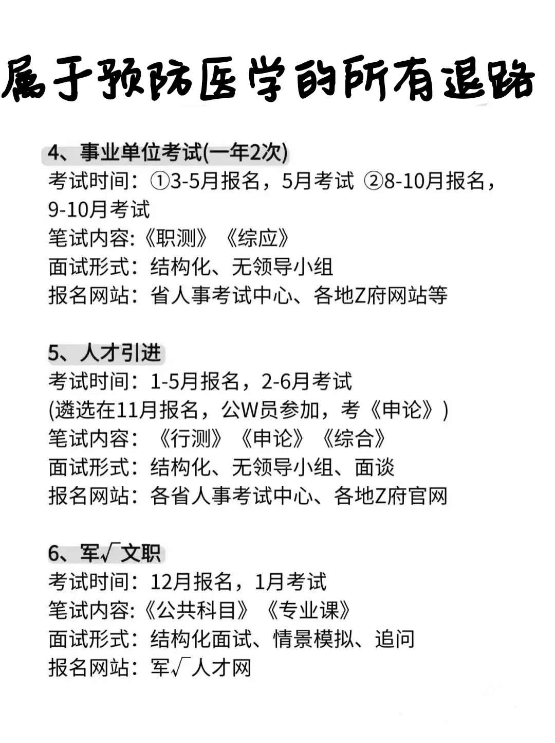 属于预防医学专业的所有退路！