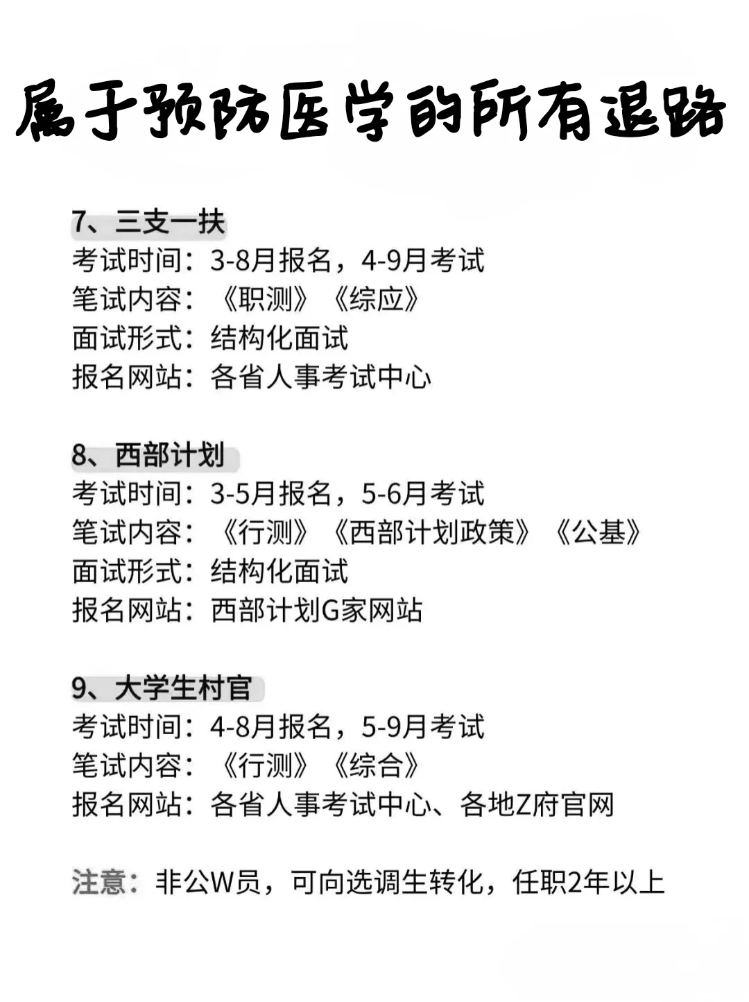 属于预防医学专业的所有退路！