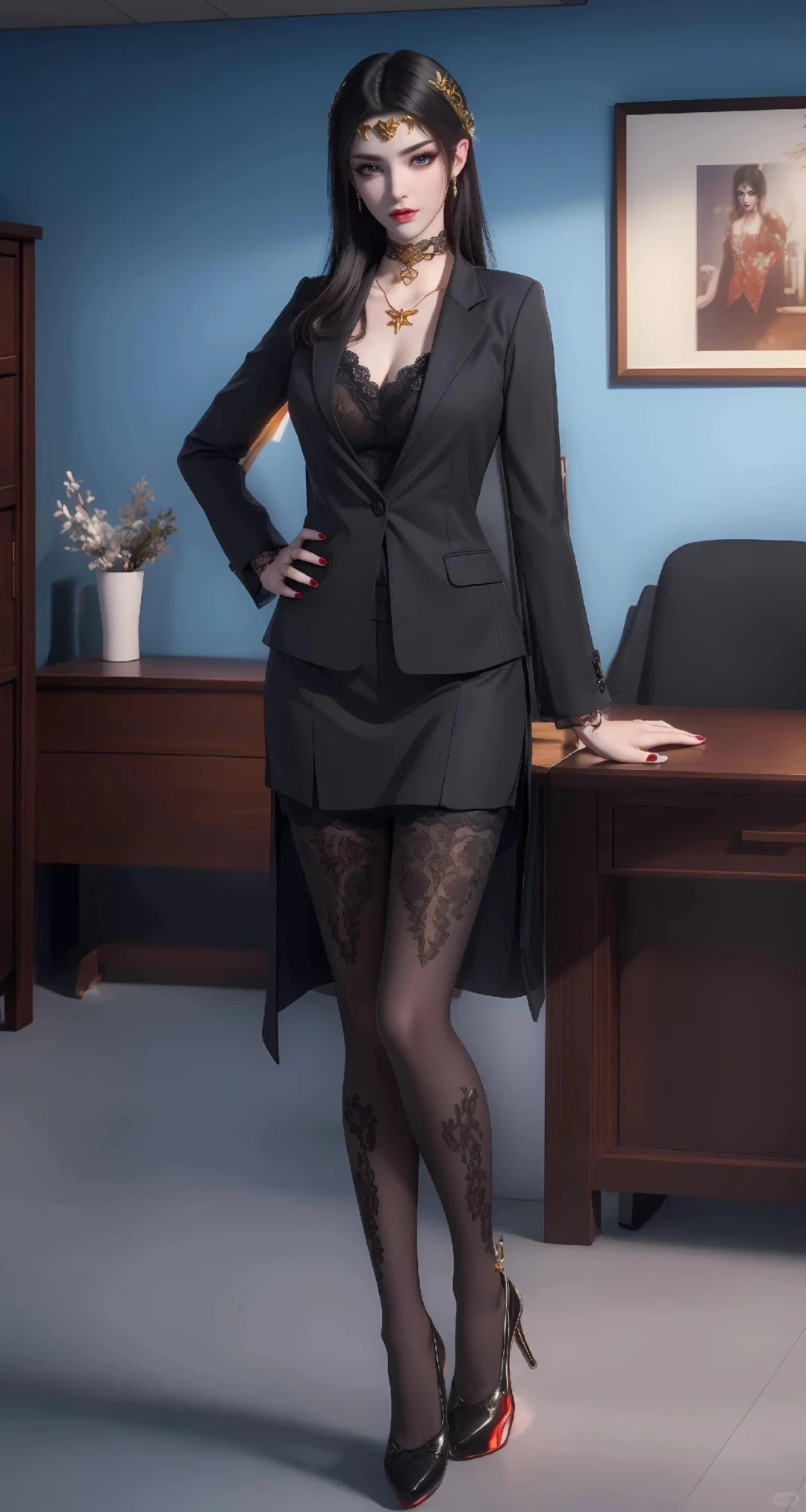斗破苍｜美杜莎彩鳞 工作装黑色壁纸，嘿嘿?