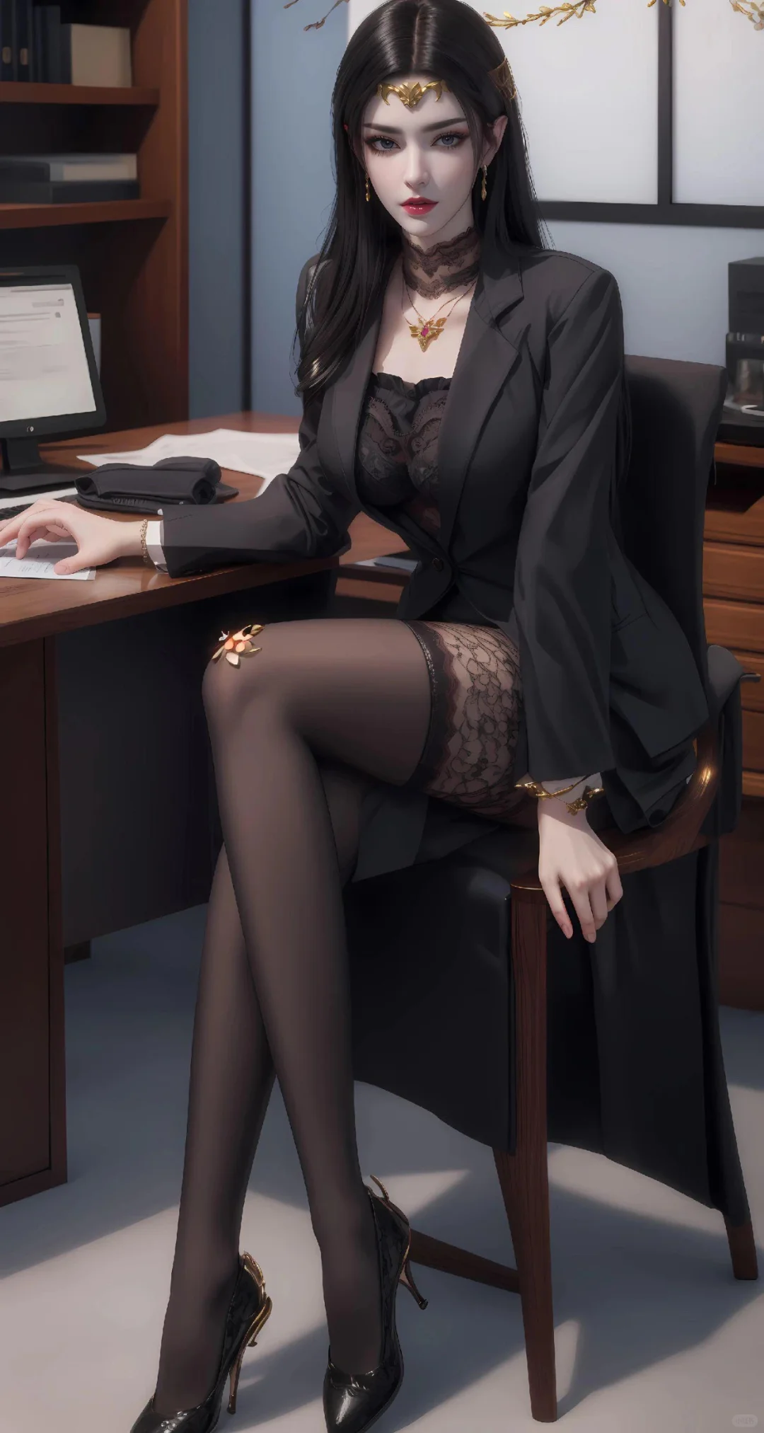 斗破苍｜美杜莎彩鳞 工作装黑色壁纸，嘿嘿?