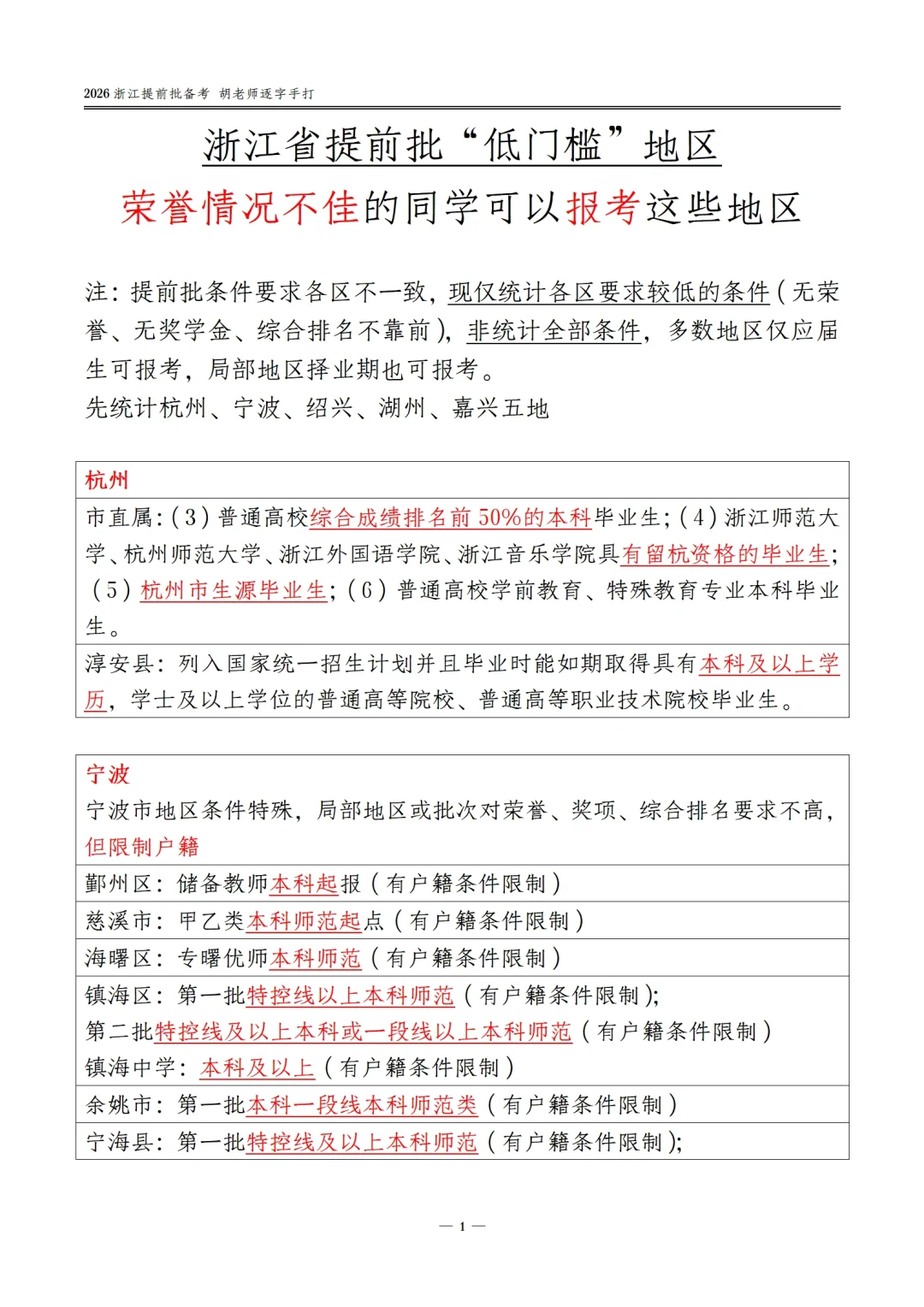 浙江省提前批教师招聘考试，这些地方门槛低