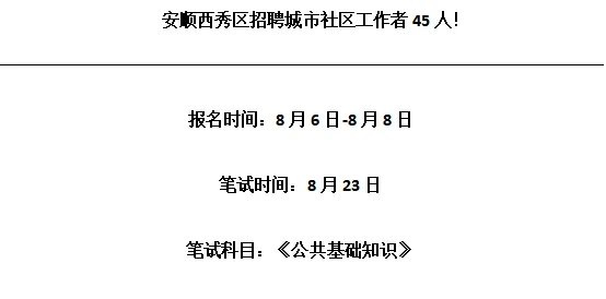 安顺西秀区社区工作者招聘45人简章