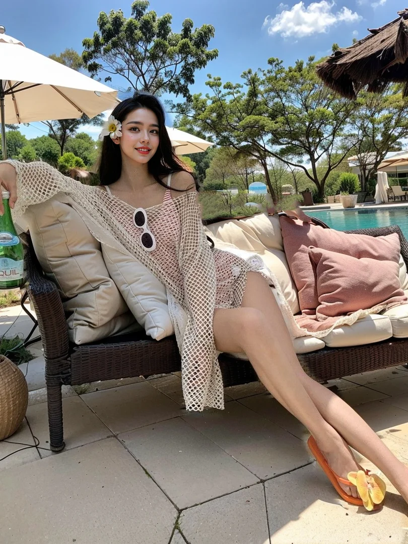 度假穿搭直接抄✨绝美连体泳衣带罩衫太性感