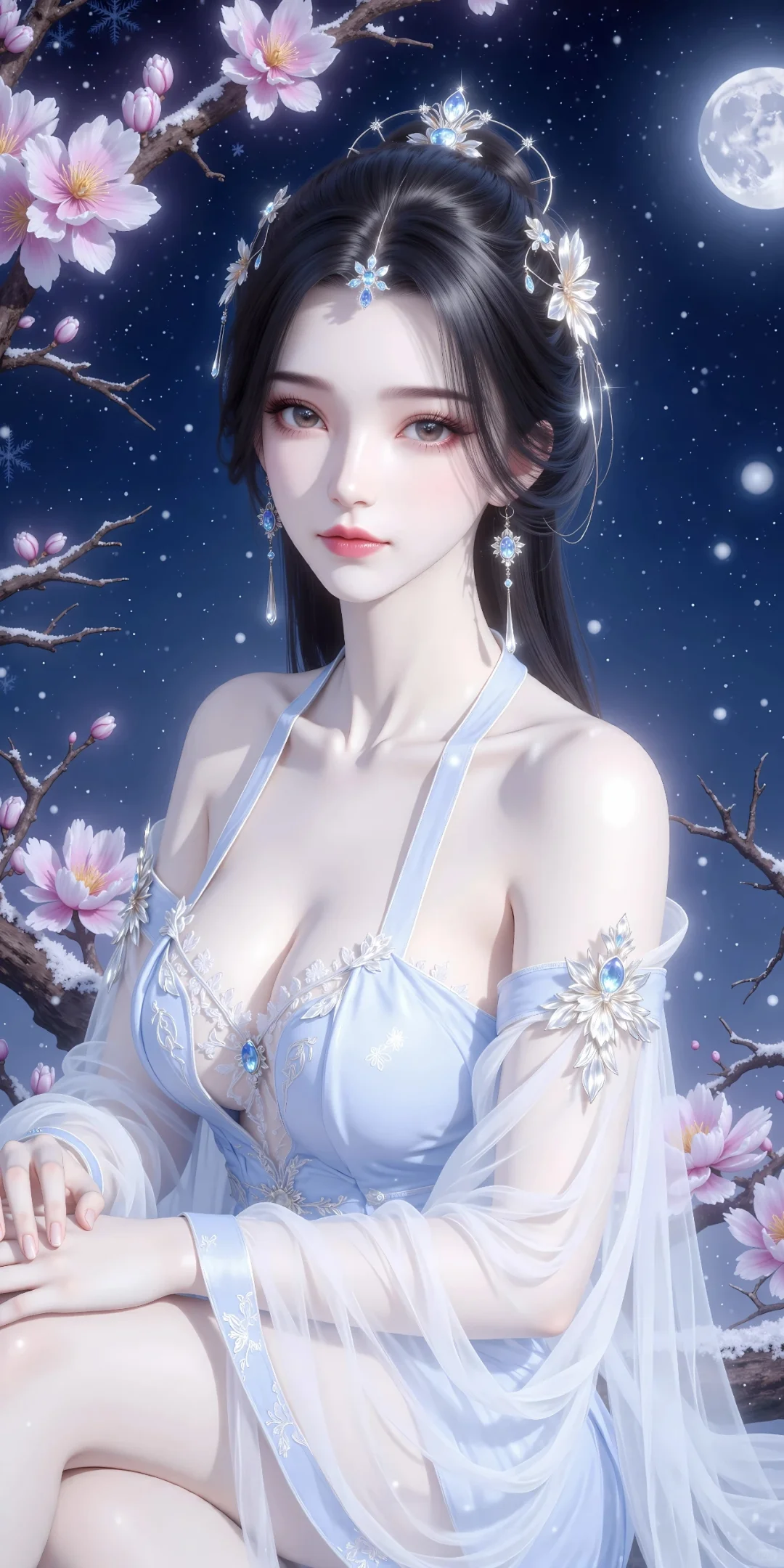 水墨月明素衣明眸清冷又明媚风姿卓越李慕婉