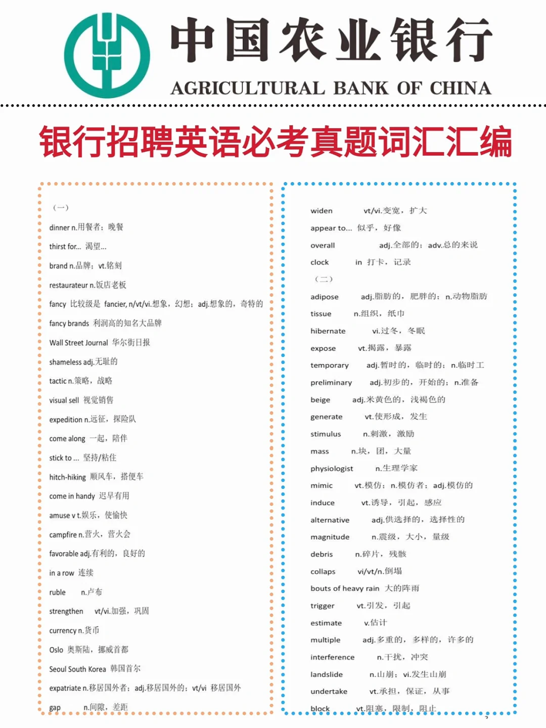 农业银行招聘，抓大放小（89分速通版）！