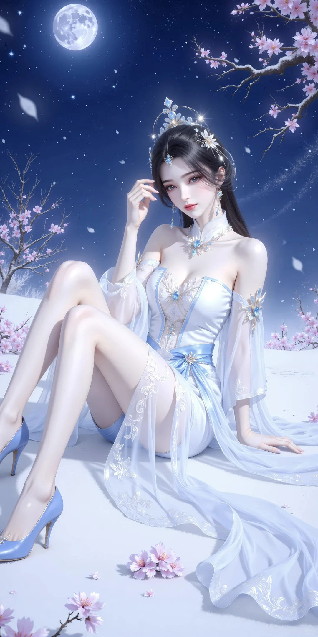 水墨月明素衣明眸清冷又明媚风姿卓越李慕婉