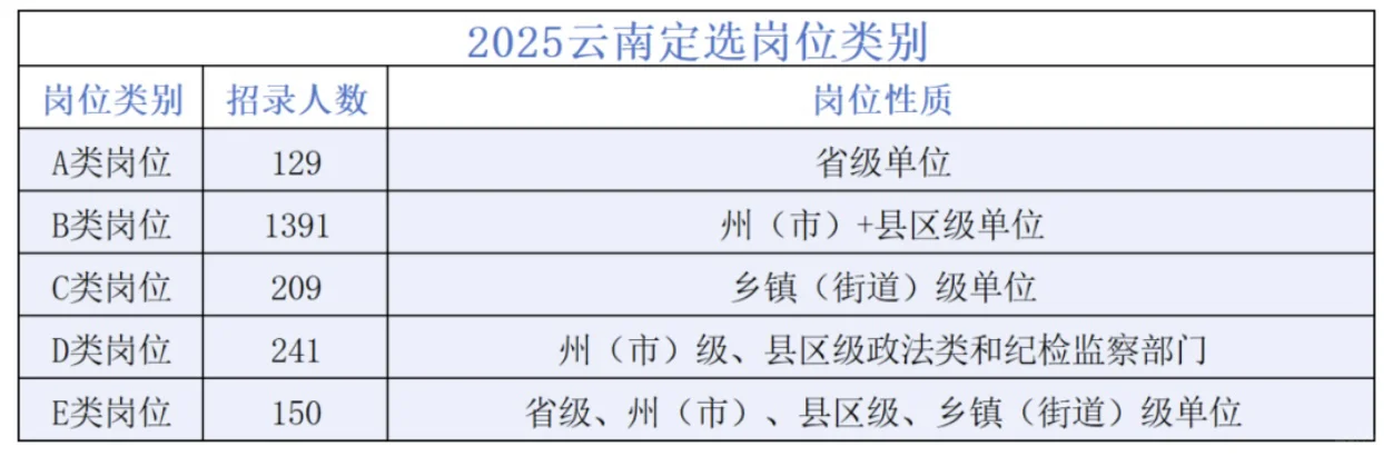 云南定选招录人数统计