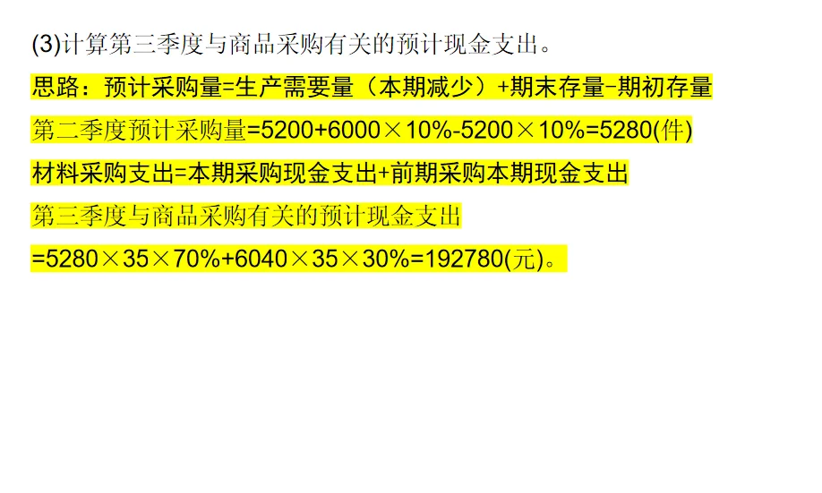 五分钟学会中级财管第三章预算编制计算题