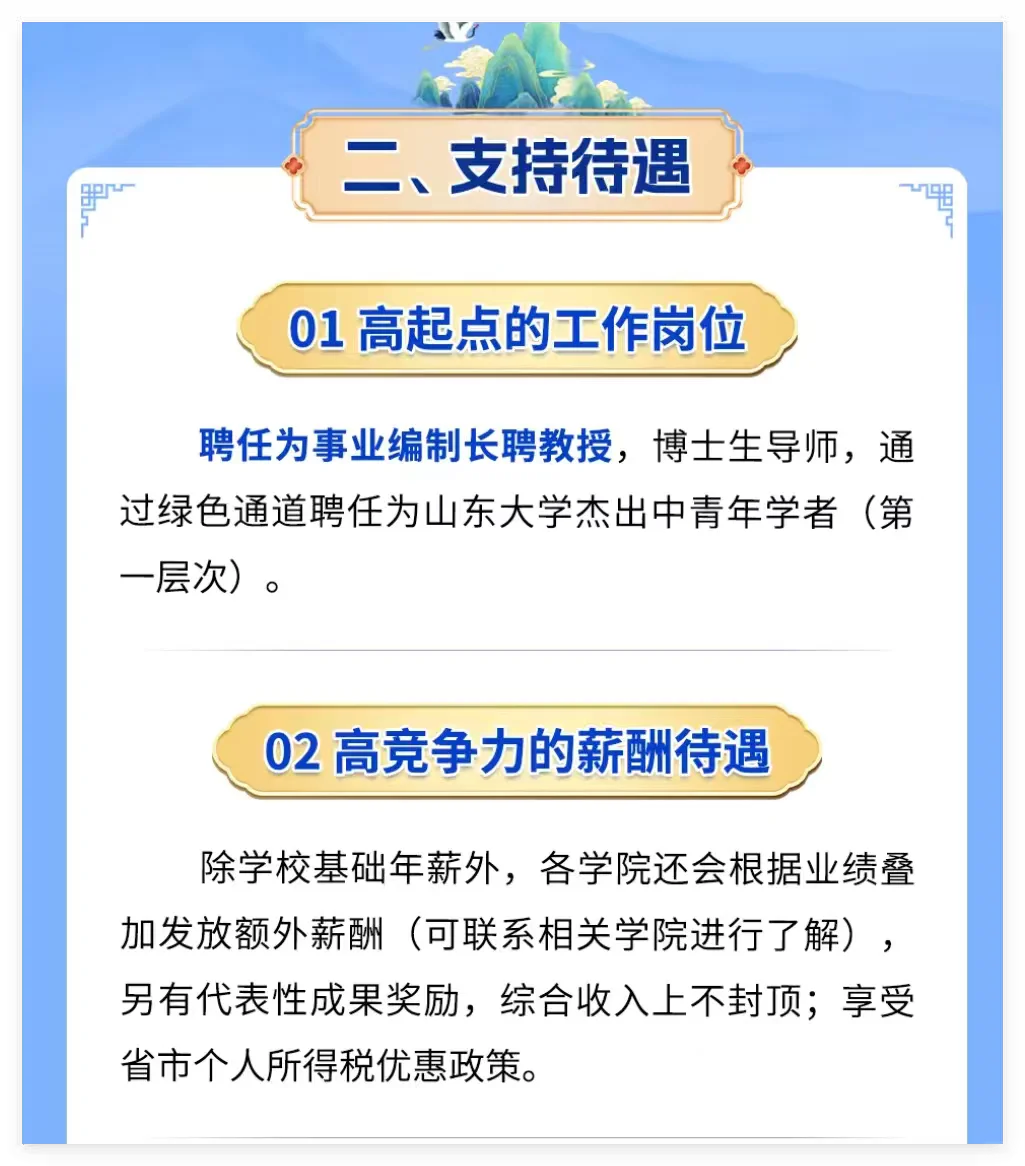 山东大学海优 给事业编长聘教授