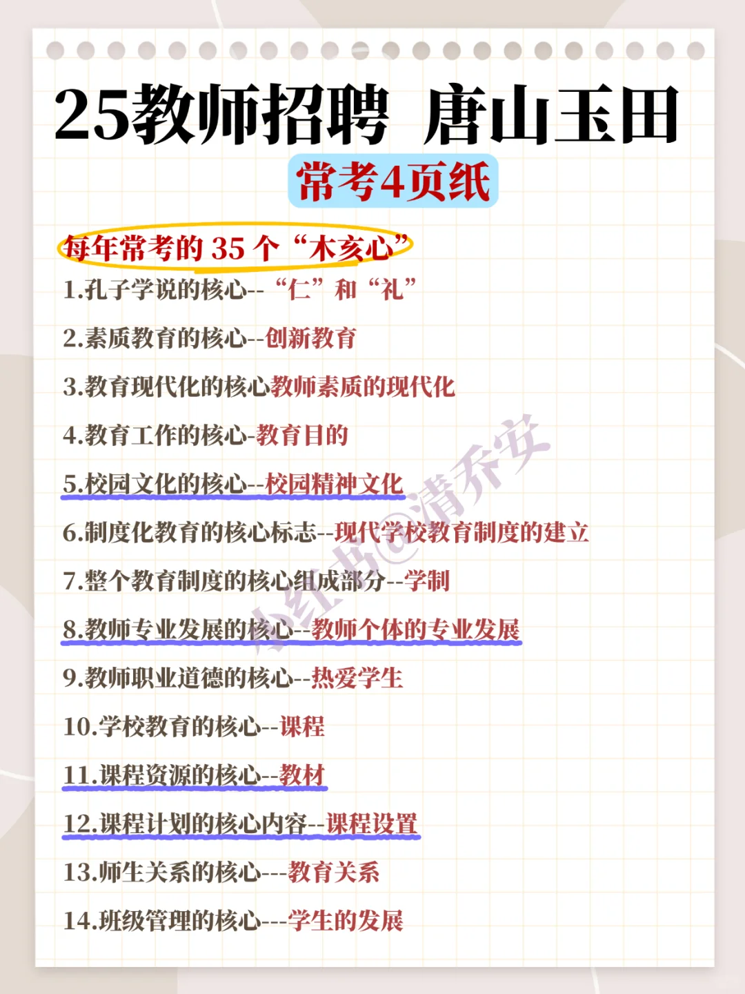 25唐山玉田教招我压这几道选择题背完稳了