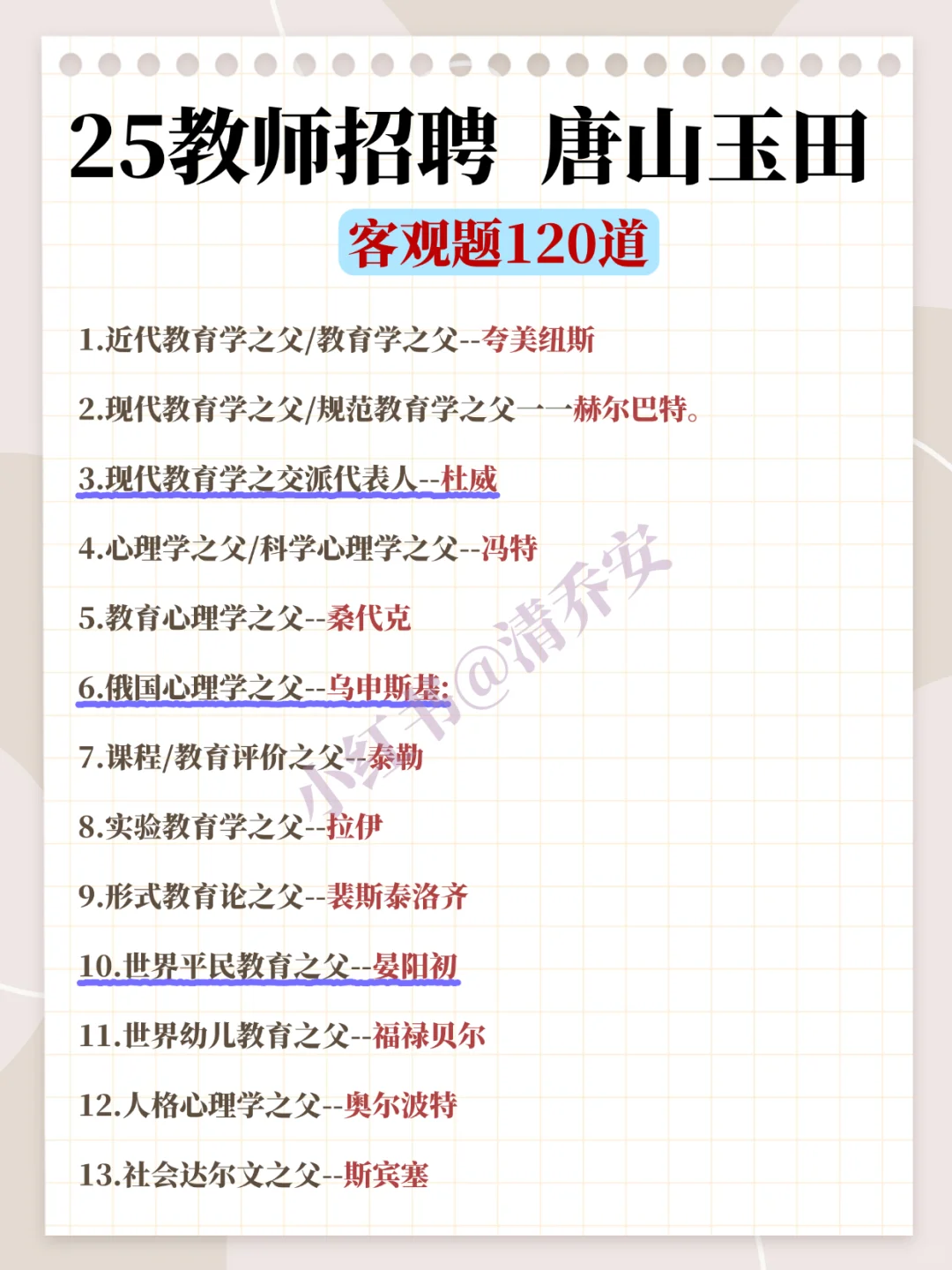 25唐山玉田教招我压这几道选择题背完稳了