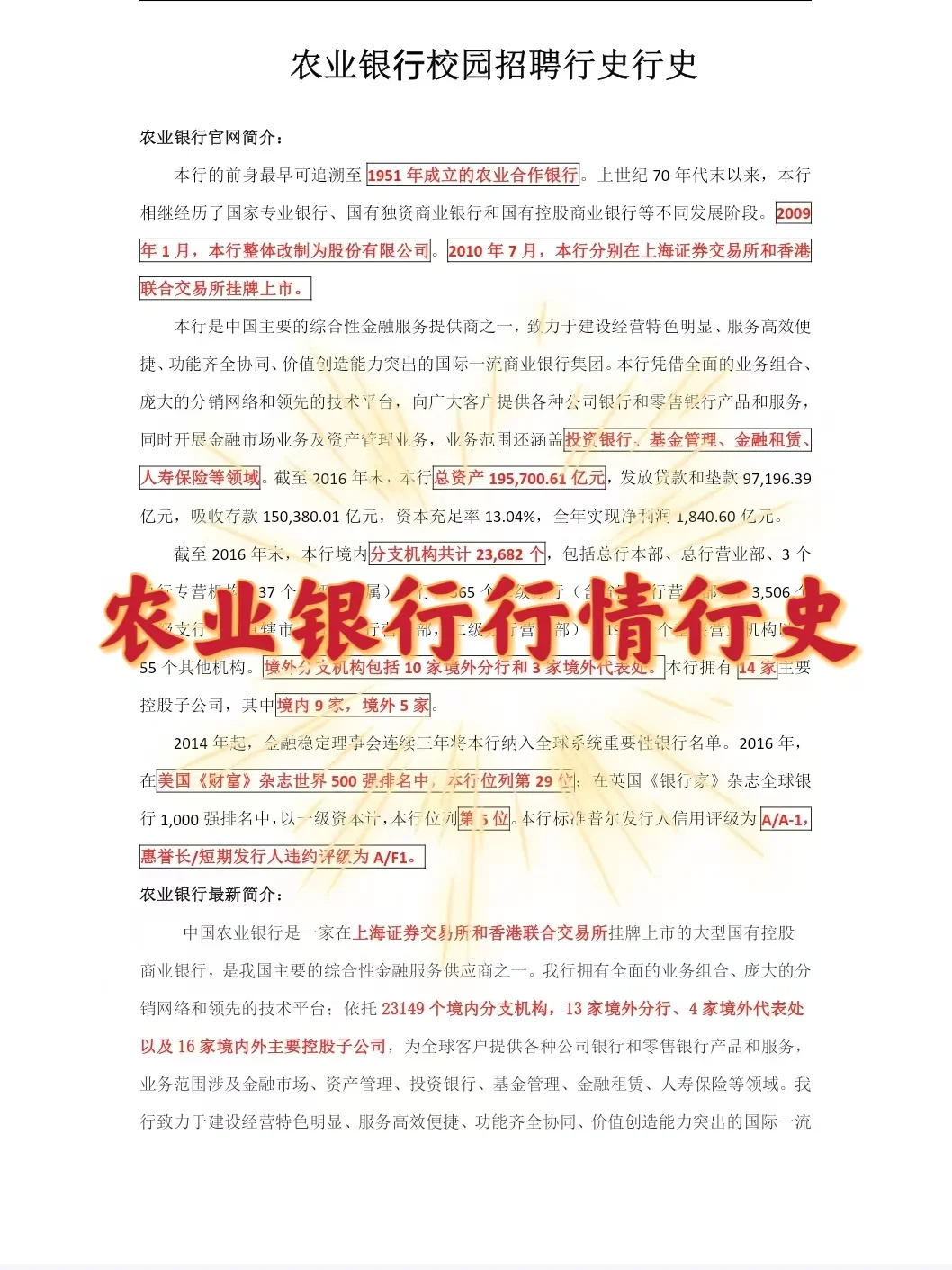 给大家普及一下备考农行秋招应该达到的强度