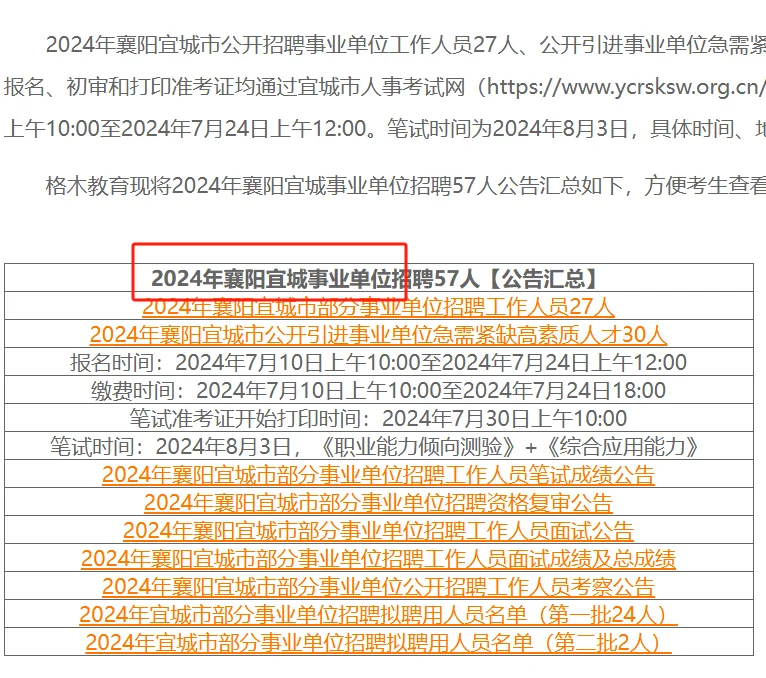 25襄阳宜城市部分事业单位招41人！