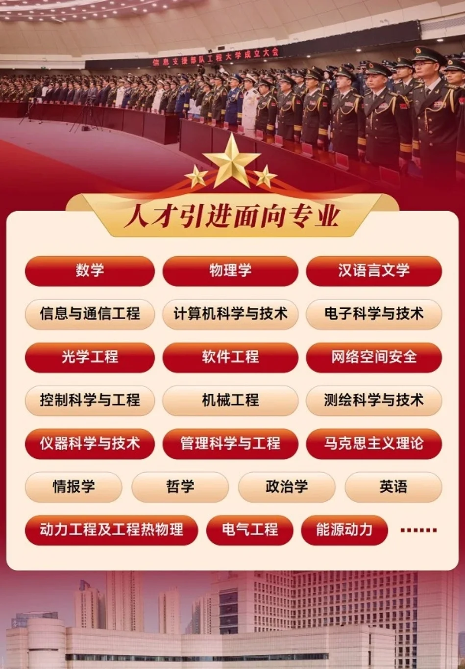 绝佳机会!信息支援部队工程大学人才引进!