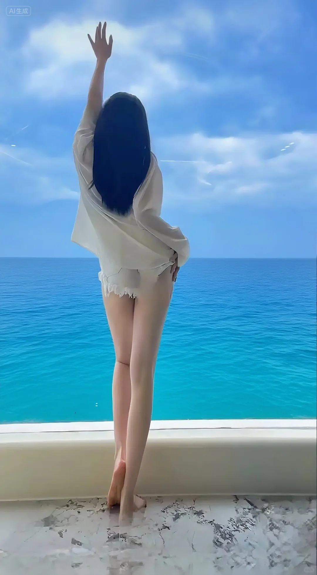 谁懂啊!!这海边背影美到我想直接当壁