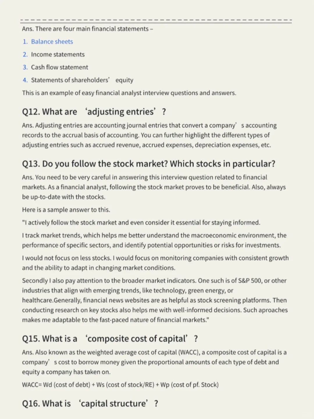 Financial Analyst面试官:就爱听这些!