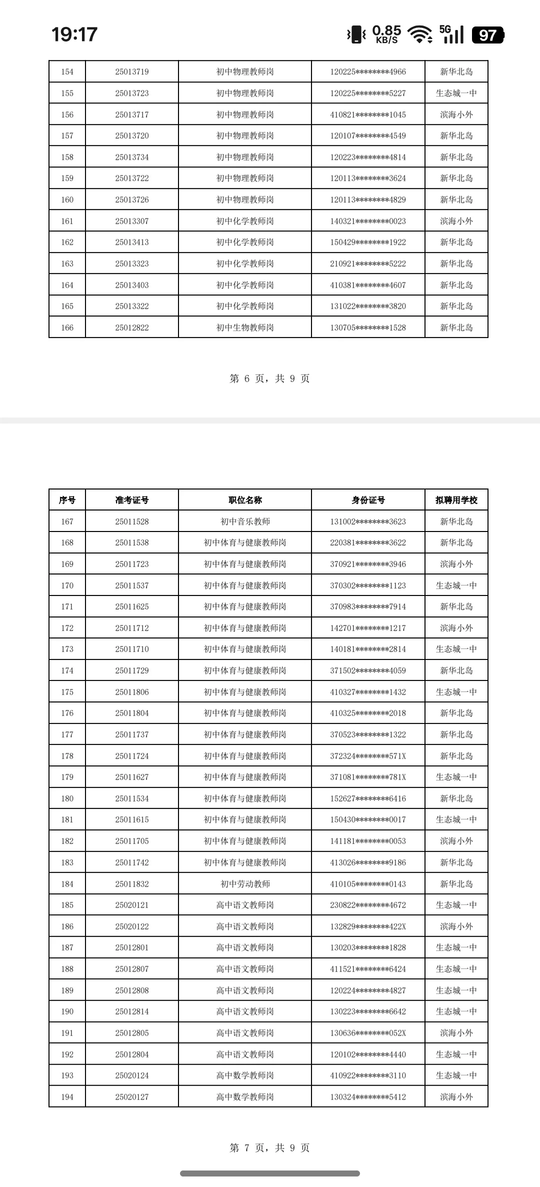 生态城教师招聘结果公示