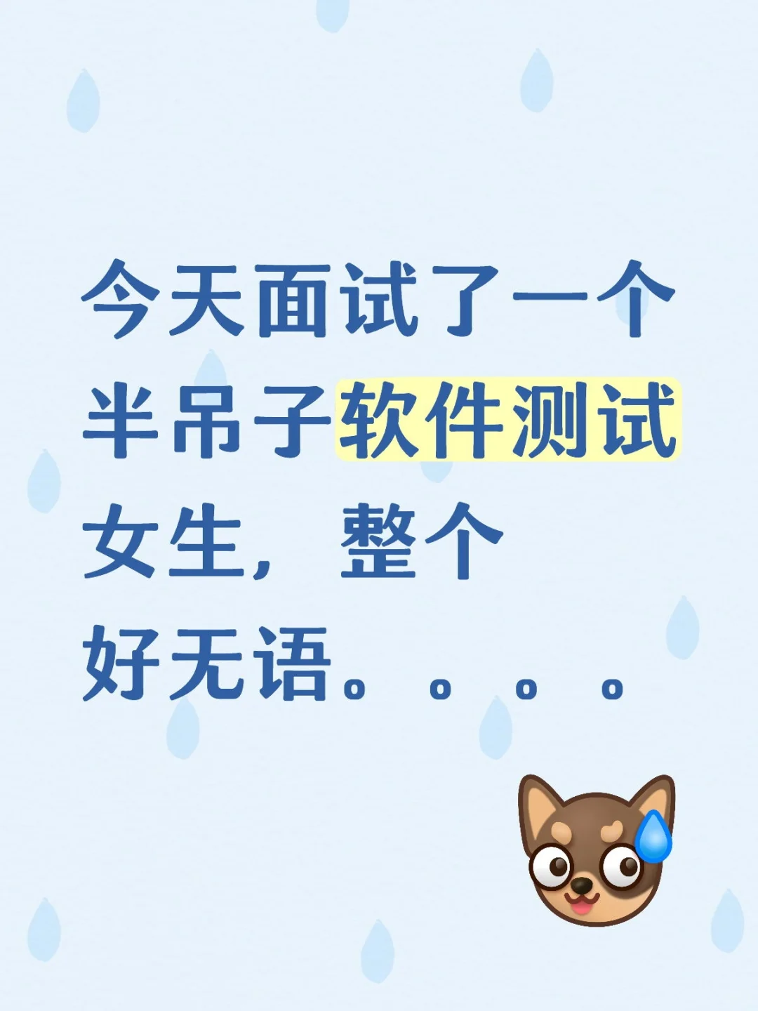 今天面试了一个半吊子软件测试女生