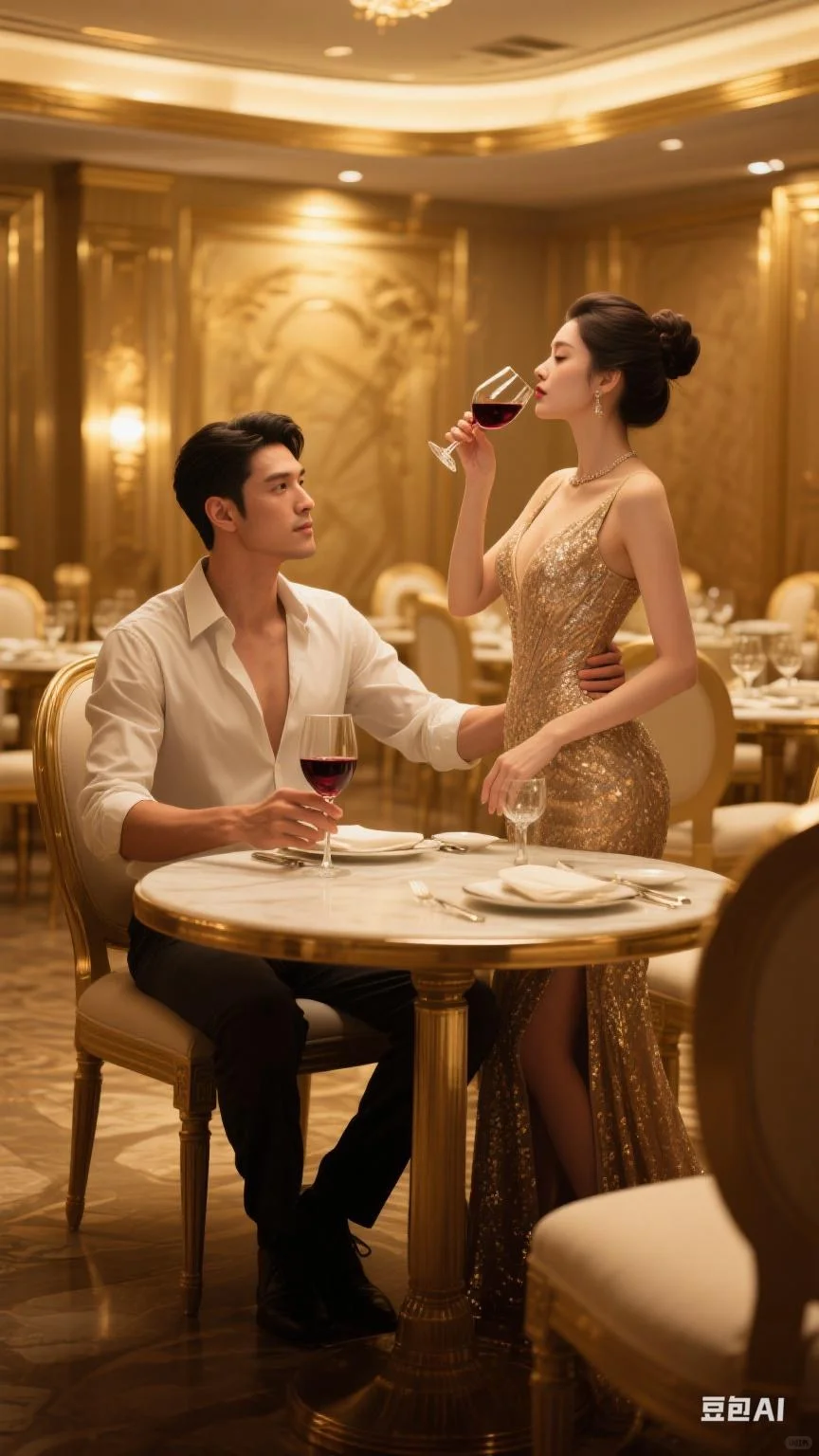 AI绘画 霸总和女明星的品酒日常