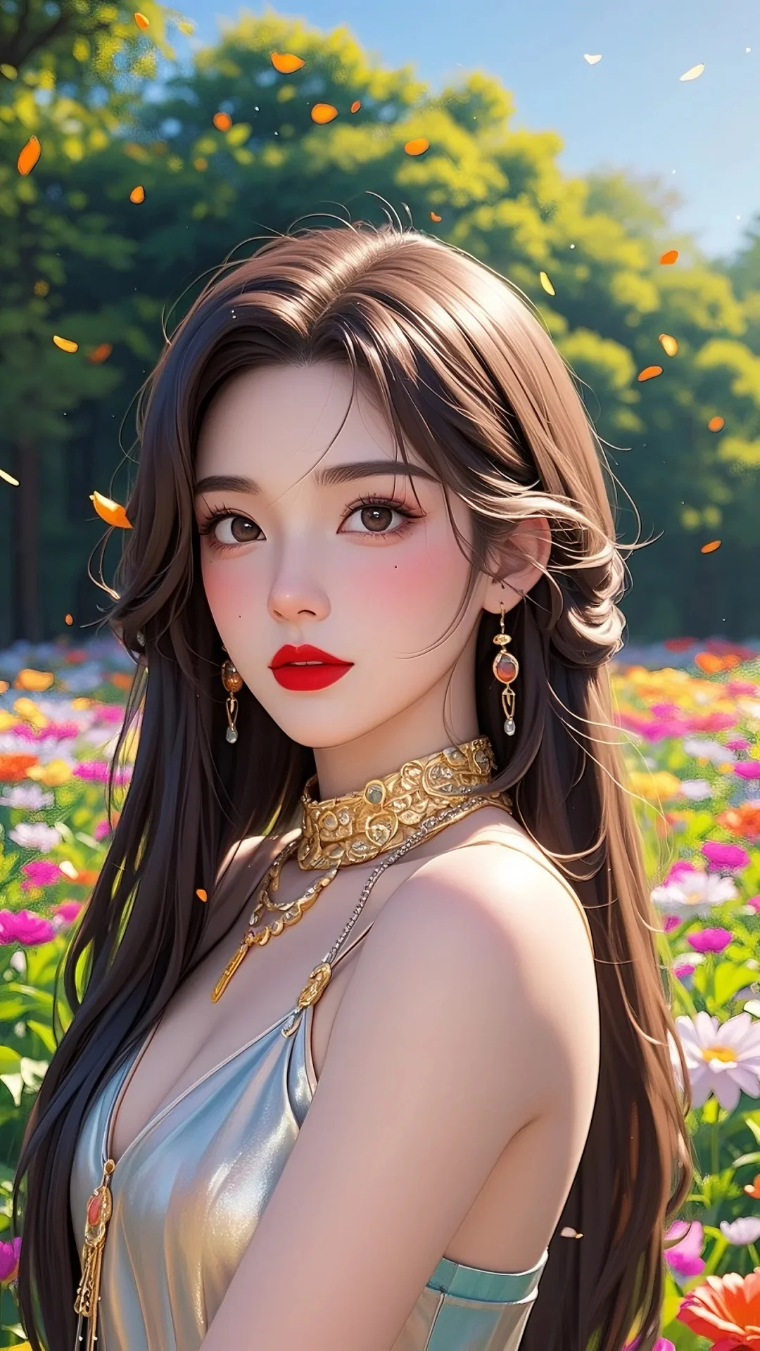 花丛中的靓丽身影