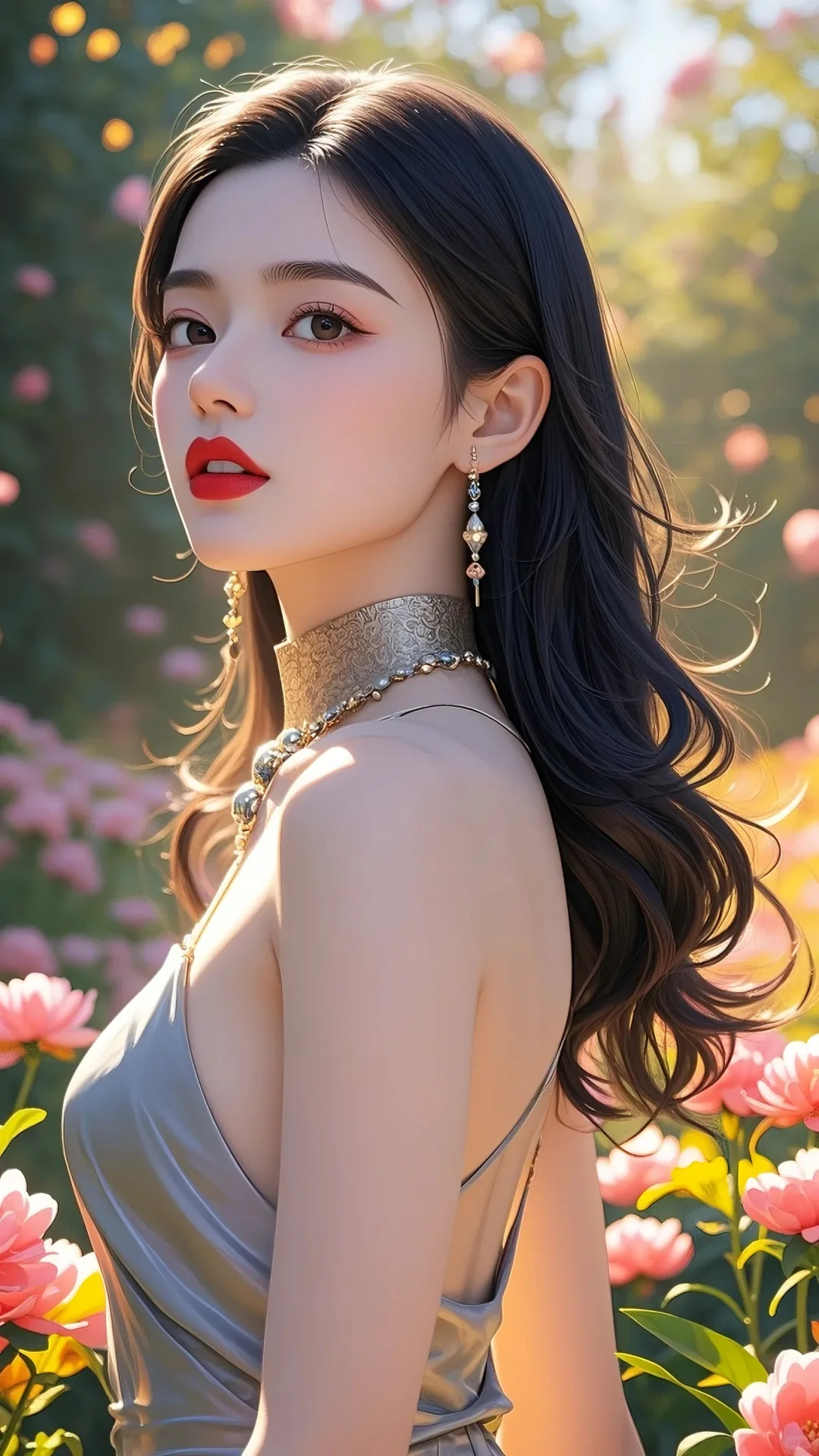 花丛中的靓丽身影
