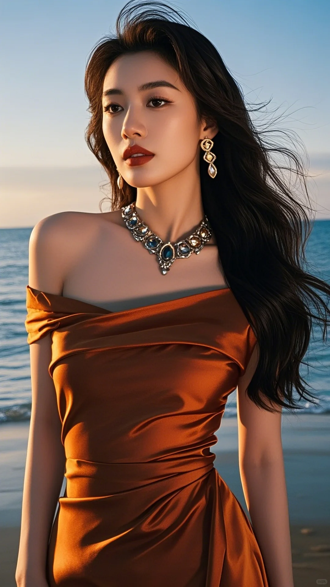 高清美女图片?海边的浪漫之美?