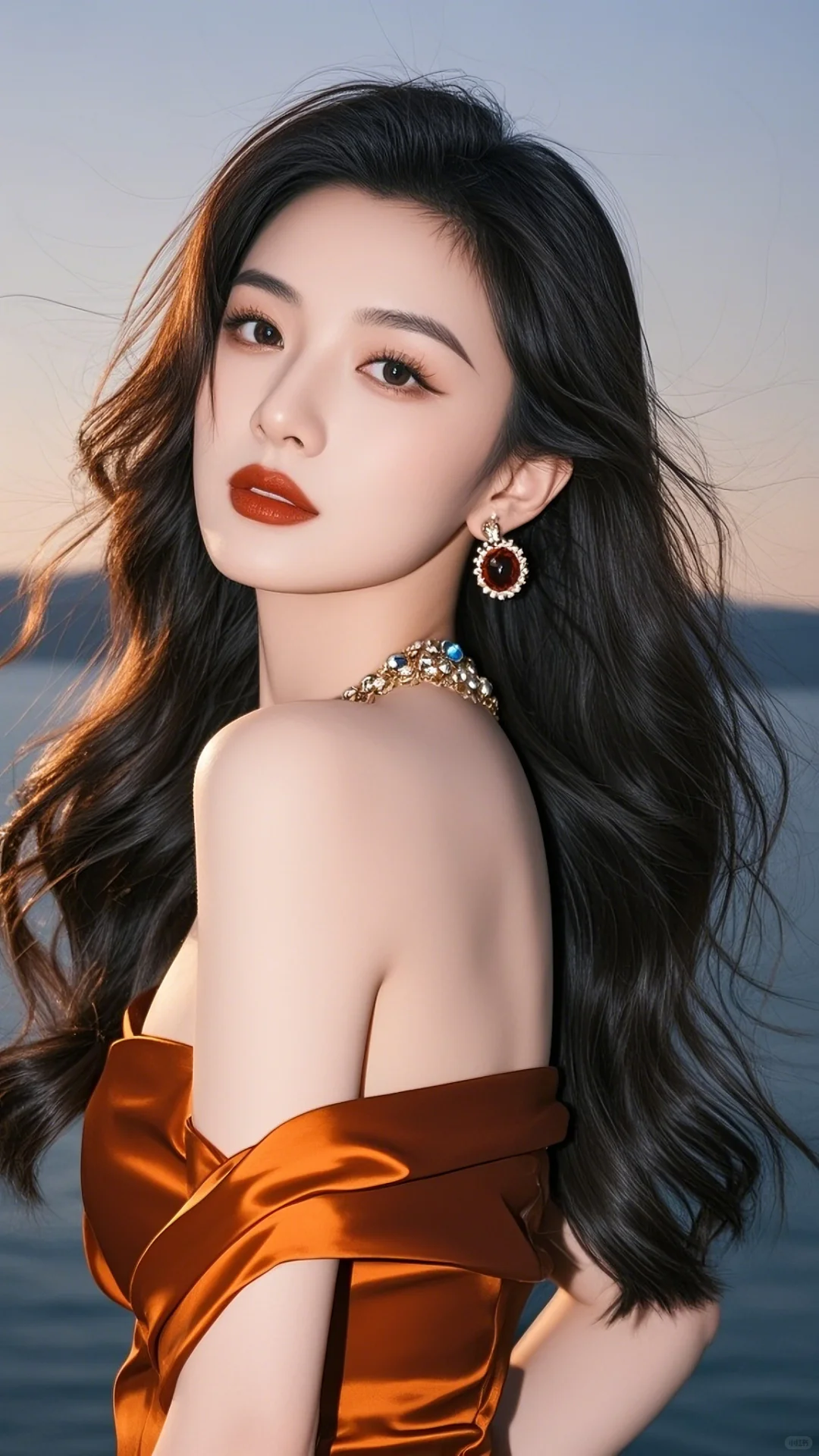 高清美女图片?海边的浪漫之美?