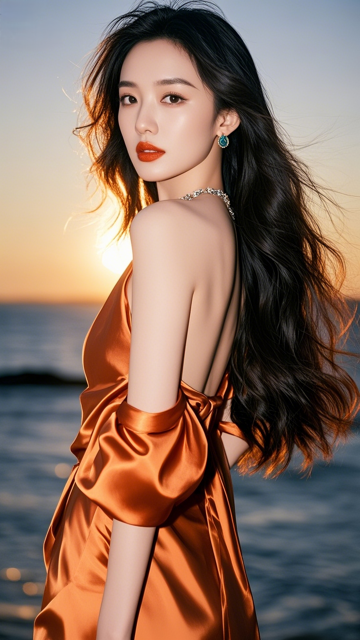 高清美女图片?海边的浪漫之美?