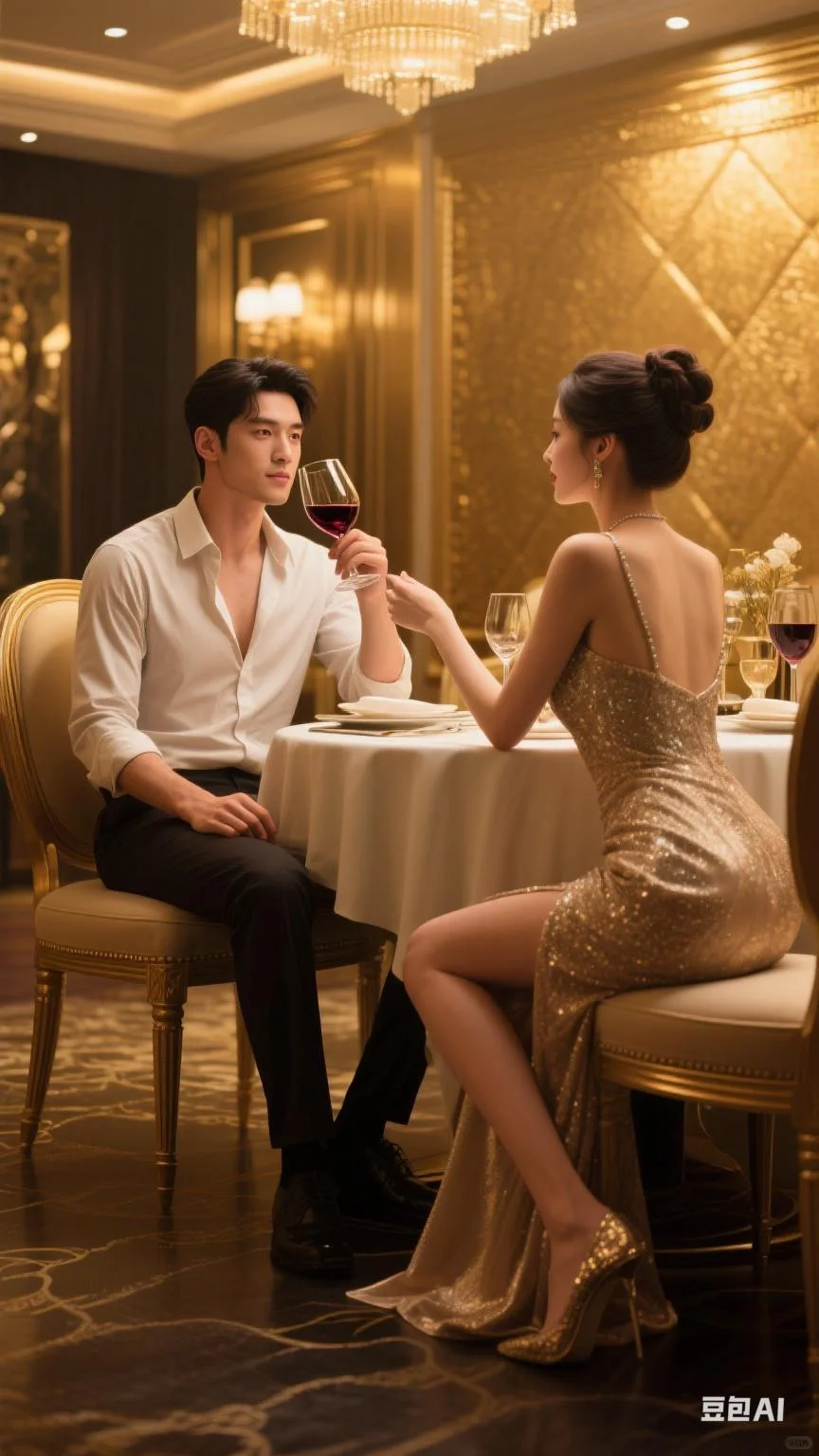 AI绘画 霸总和女明星的品酒日常