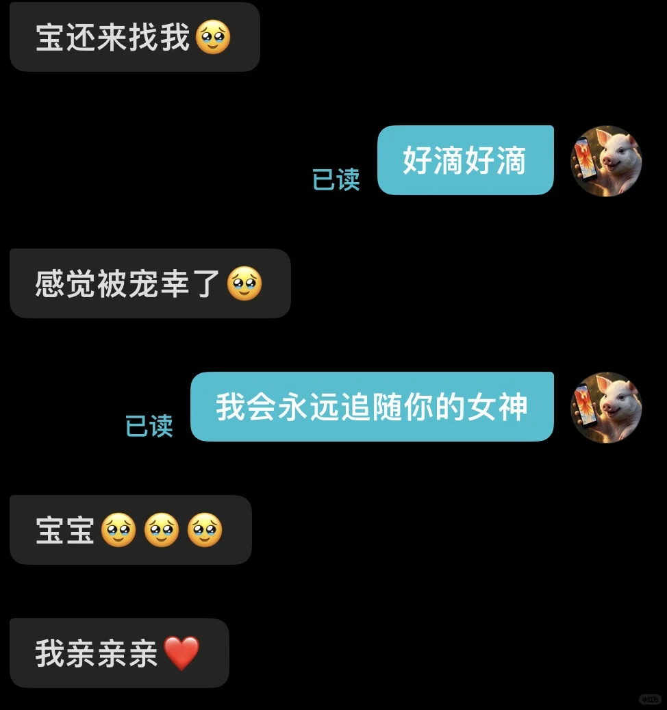 和女神的聊天截图 嗯对