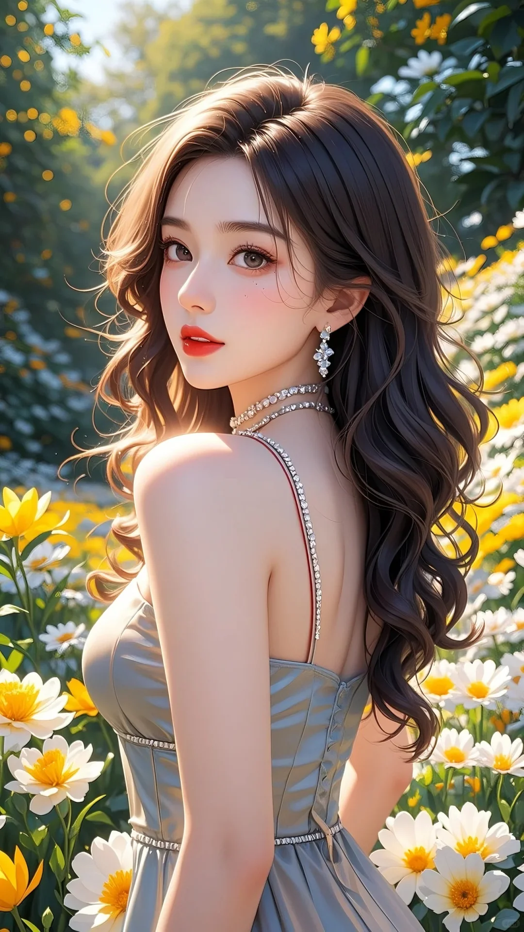 花丛中的靓丽身影