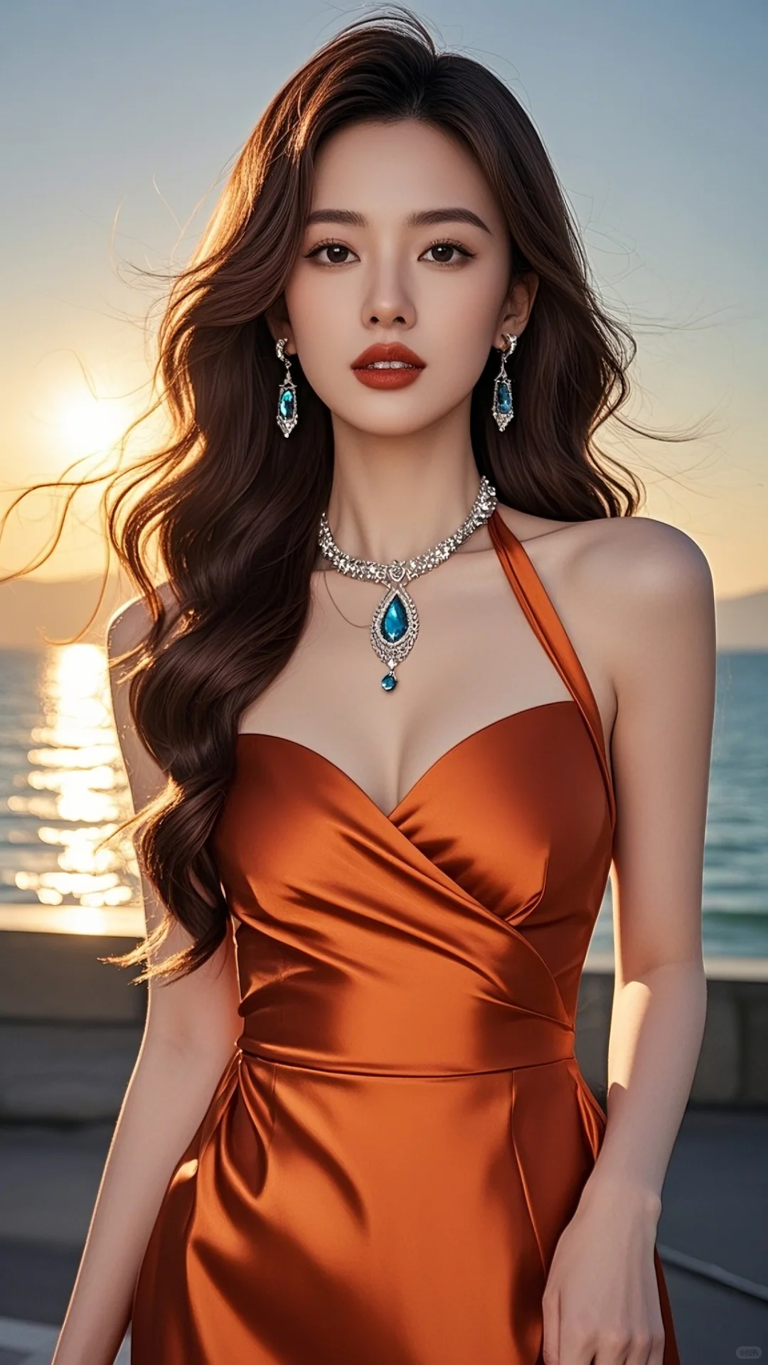 高清美女图片?海边的浪漫之美?