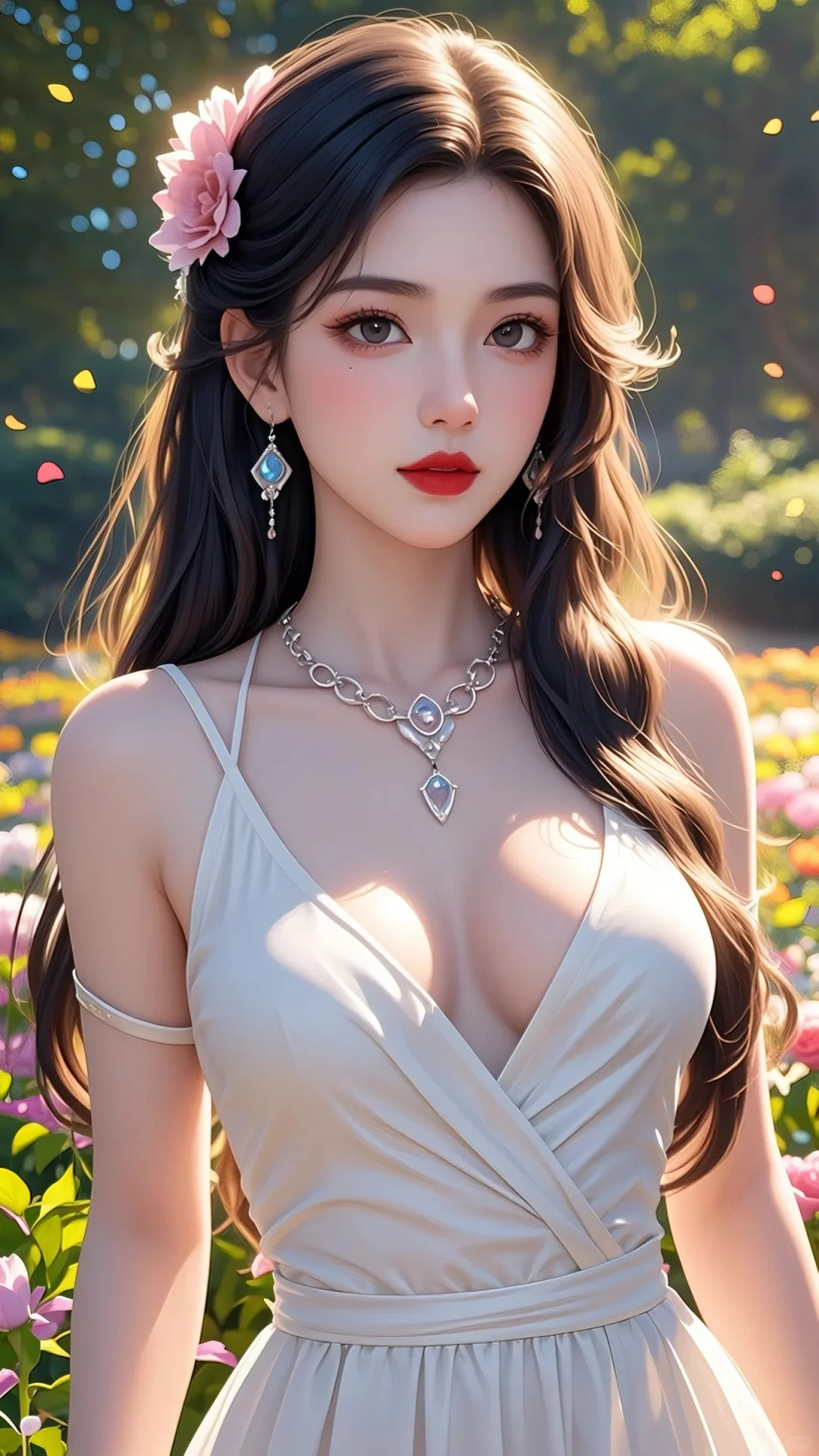 花丛中的靓丽身影