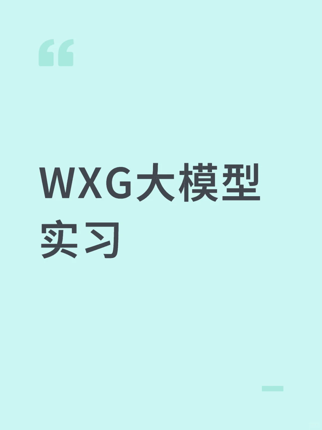 WXG大模型实习
