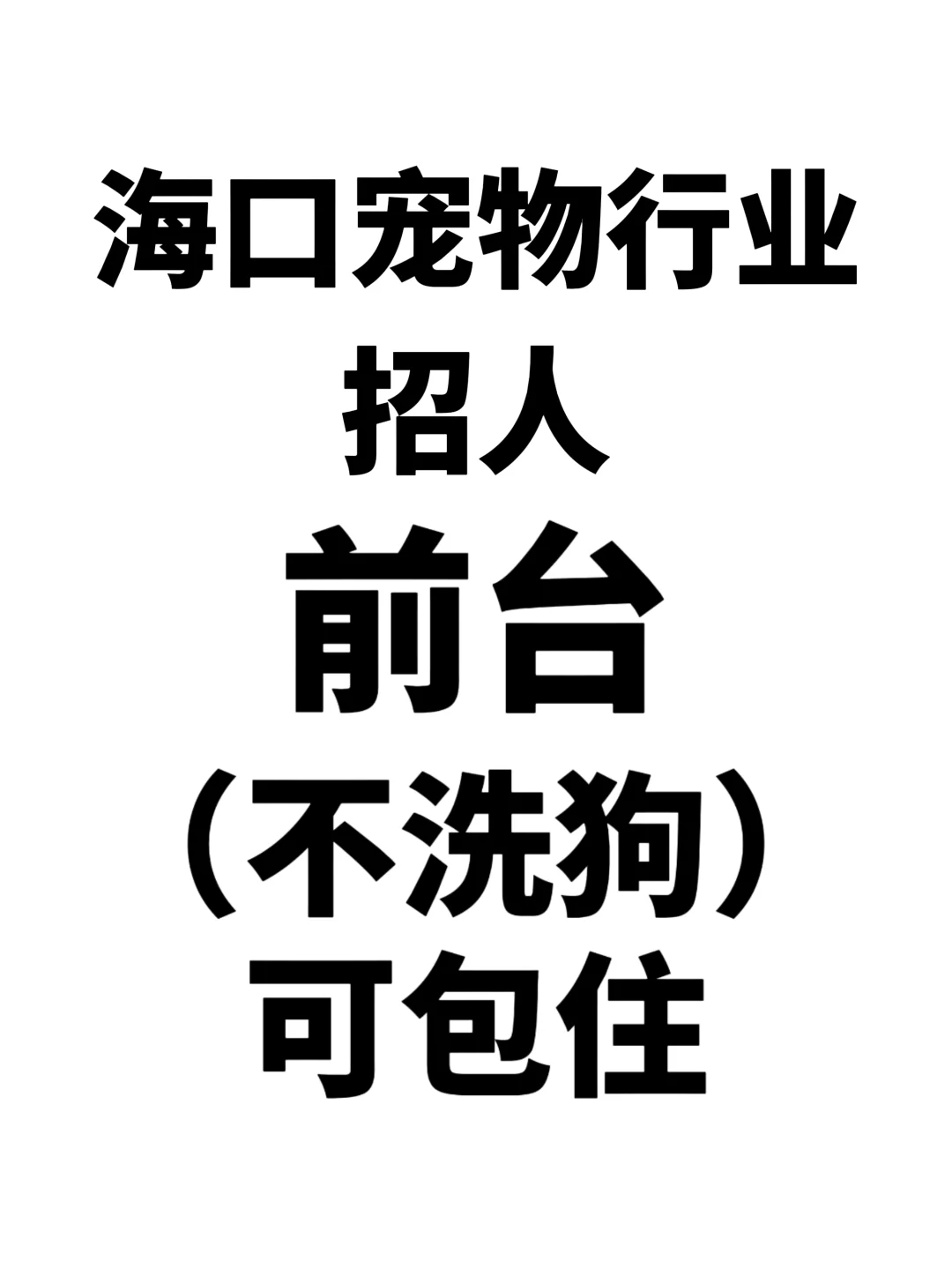 海口宠物行业急招前台✨