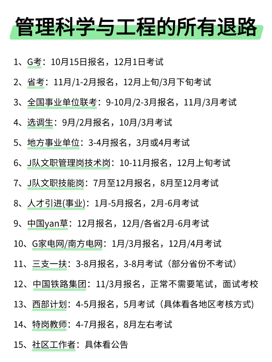属于管理科学与工程的所有退路来啦！！