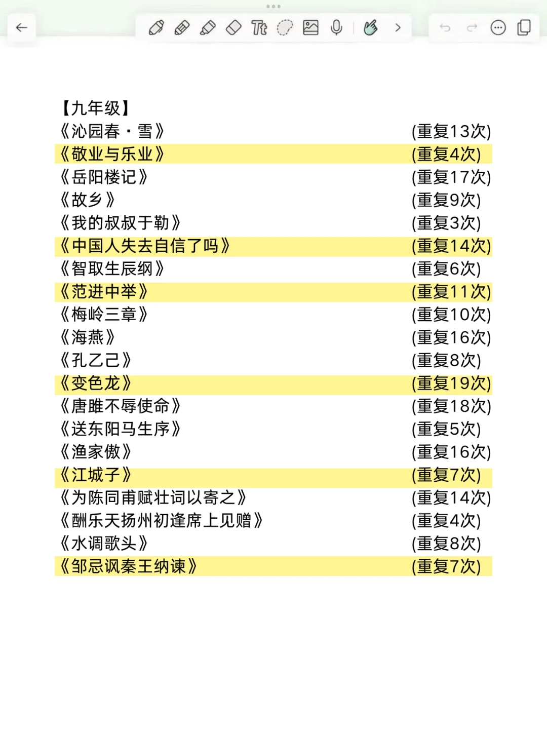 初中语文教师招聘面试重点课文，重复率90%！