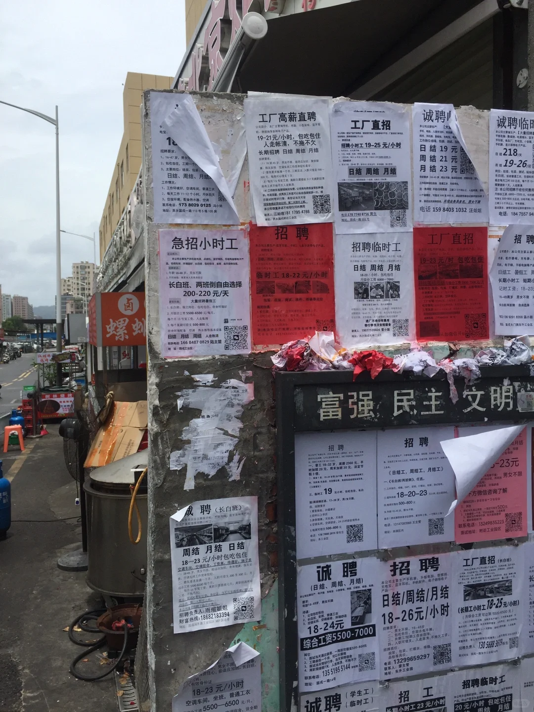 工业园的铁皮墙上充满了希望