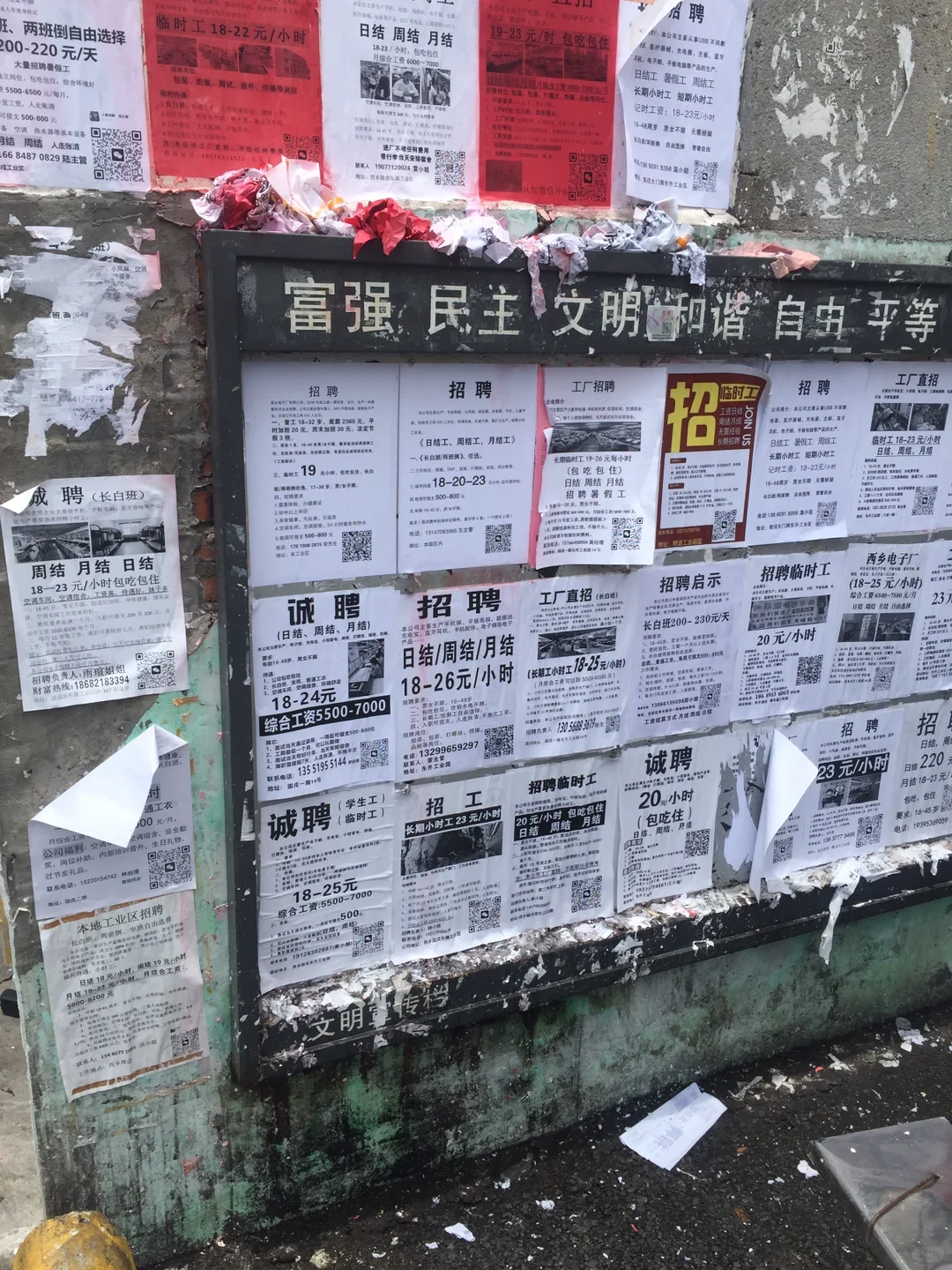 工业园的铁皮墙上充满了希望