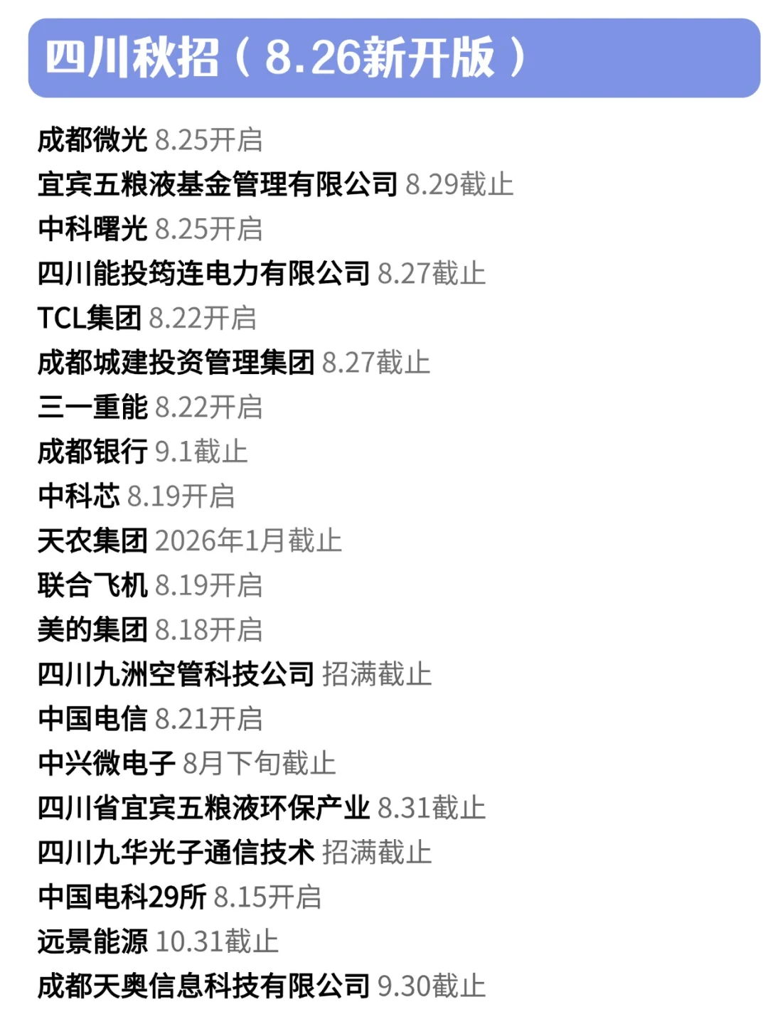 8.26 四川秋招新鲜爆发?