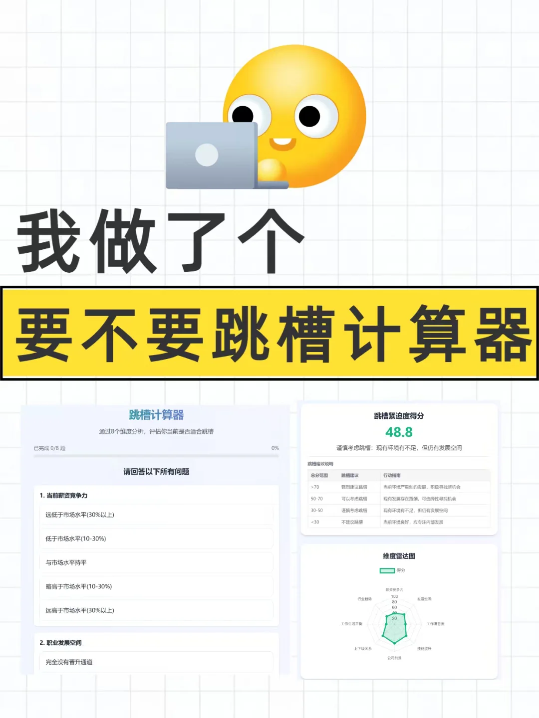 我做了一个【要不要跳槽计算器】,来测一测